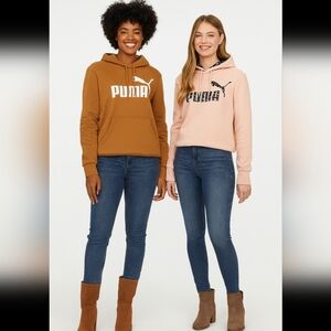 Two Puma Women's Hoodies in Tan and Pink